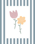 Flowers Print - Blue Stripes