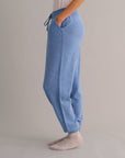 Chambray Blue Cashmere Cuffed Ankle Joggers
