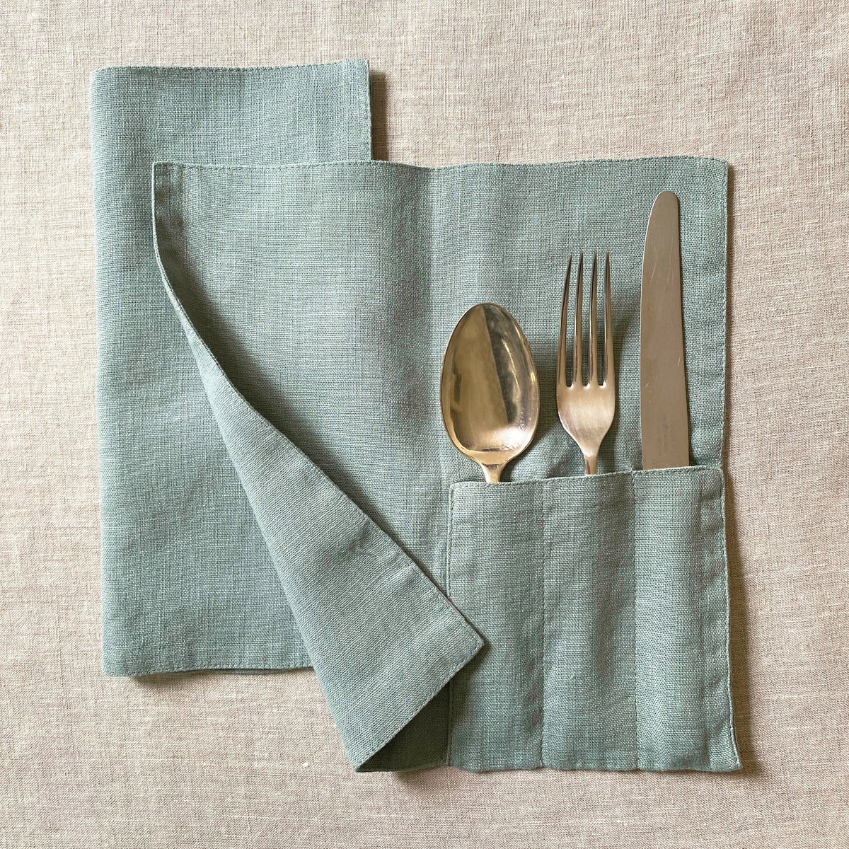 Green Blue Cutlery Pocket - pack of 2