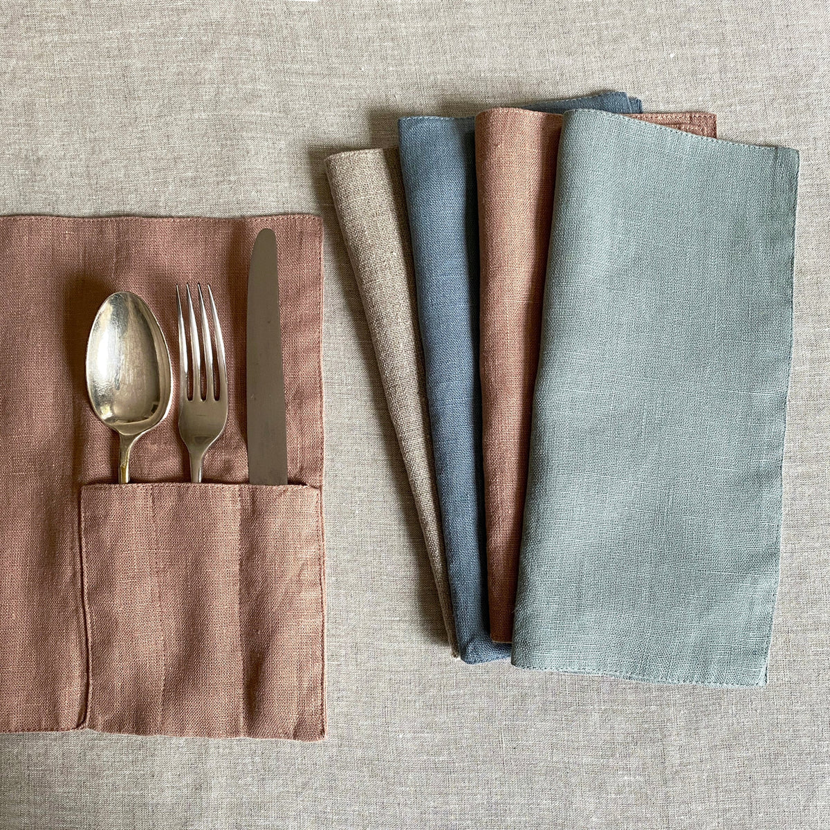 Green Blue Cutlery Pocket - pack of 2