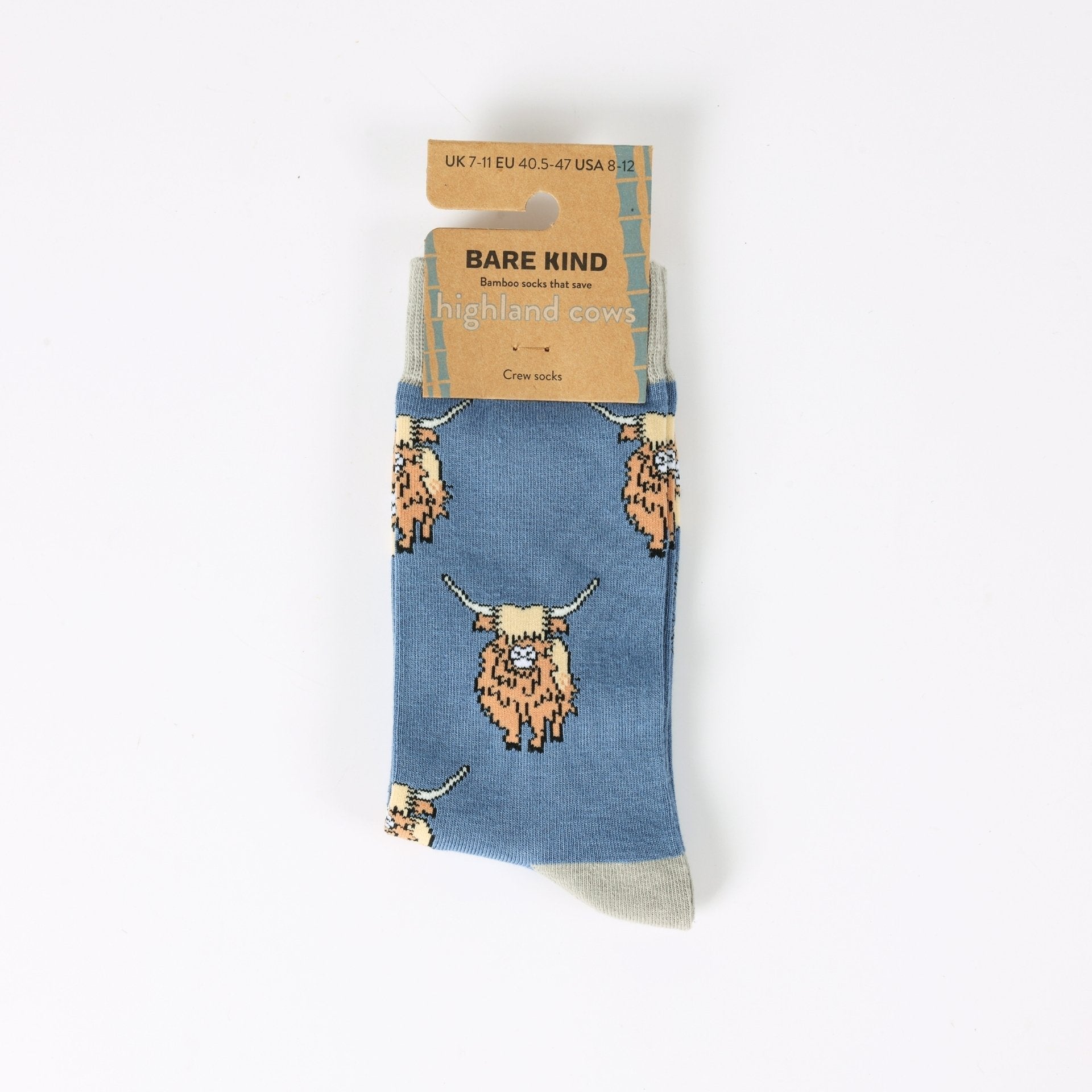 Highland Cow Bamboo Socks in Blue