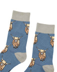 Highland Cow Bamboo Socks in Blue