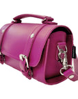 Handmade Leather Bowler Bag - Magenta