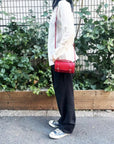 Handmade Leather Bowler Bag - Red