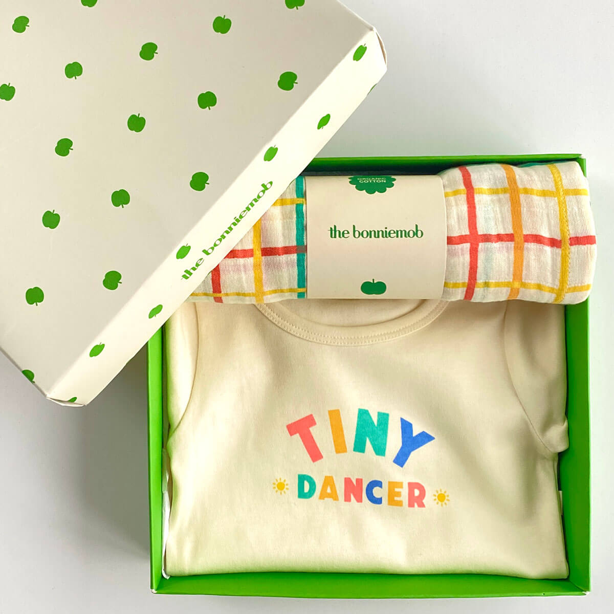 Organic Cotton Baby Bodysuit &amp; Muslin Swaddle Blanket Gift Set