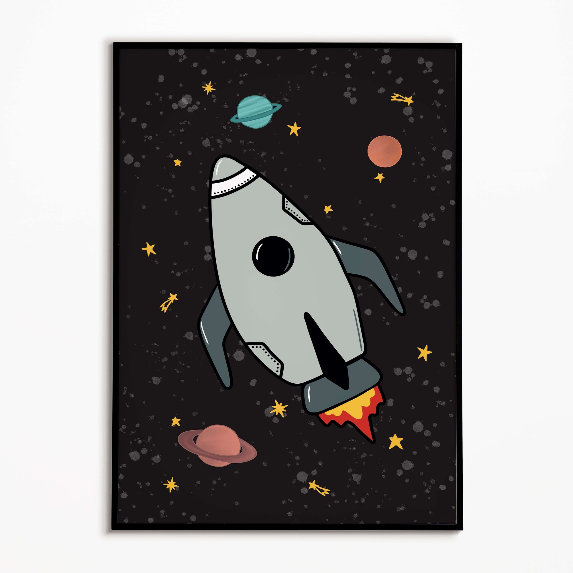 Space Rocket 1 print - black background