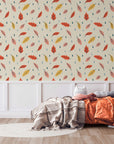 Breeze Illustrated Leaf Pattern Wallpaper for Kids