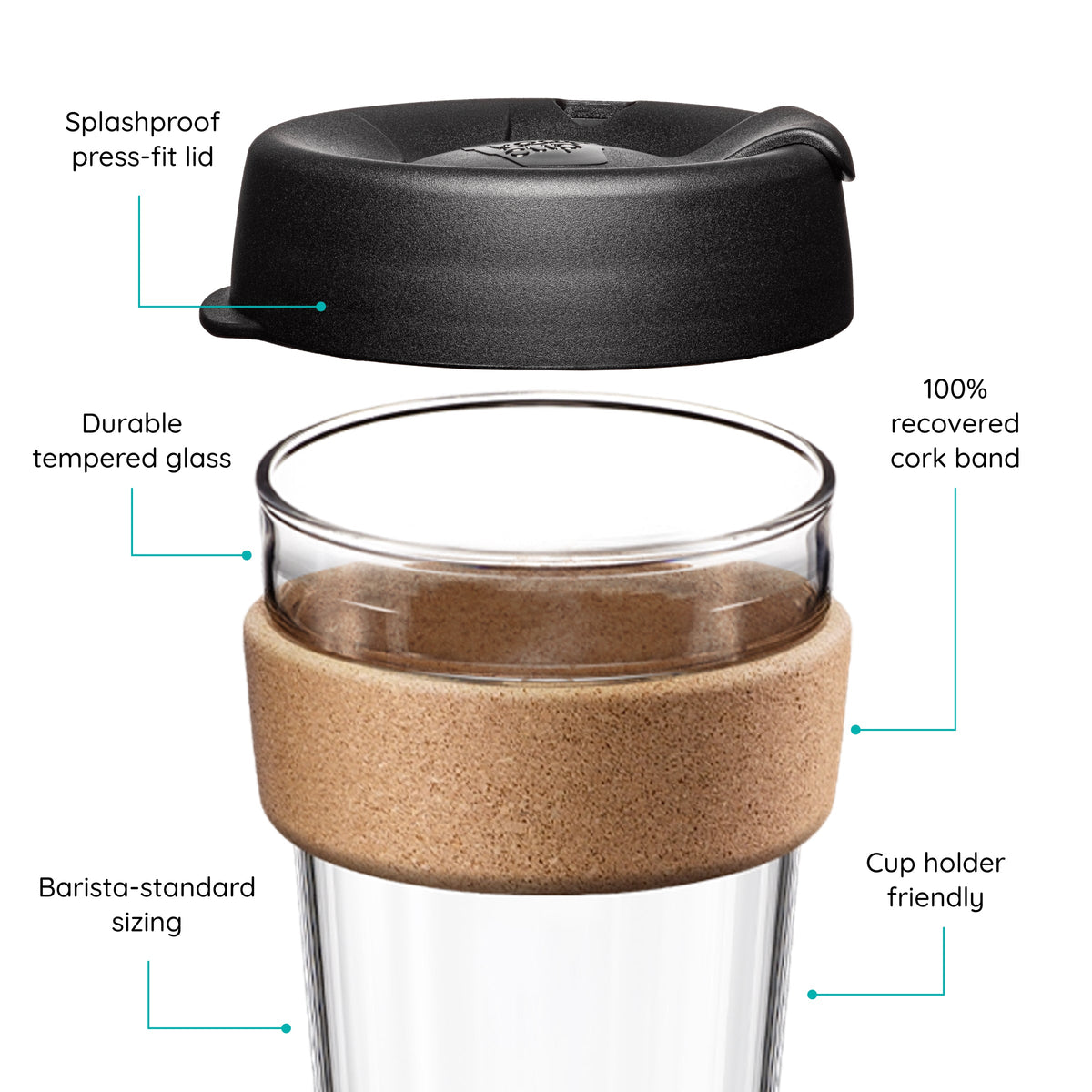 Brew Cork Glass Cup - 16oz | Press