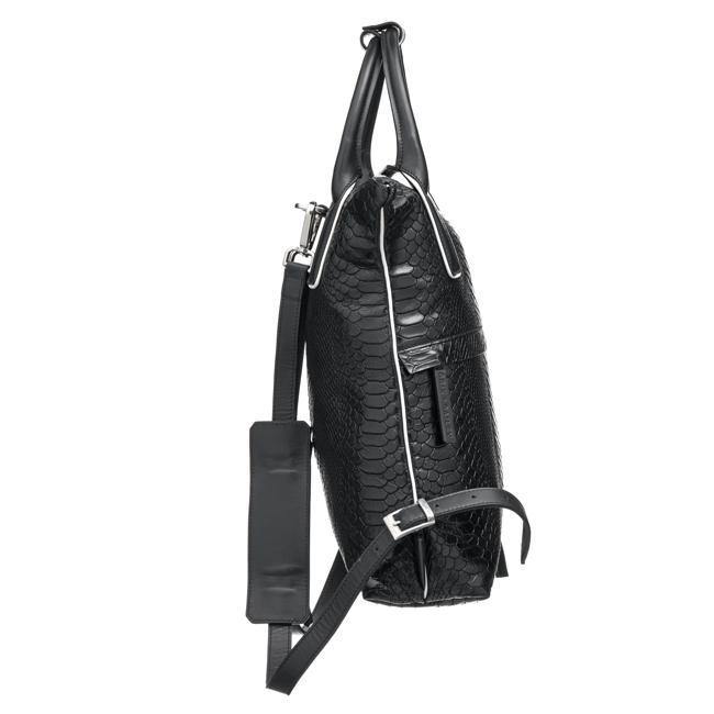 Luxury Black Python Print Vegan Leather Backpack