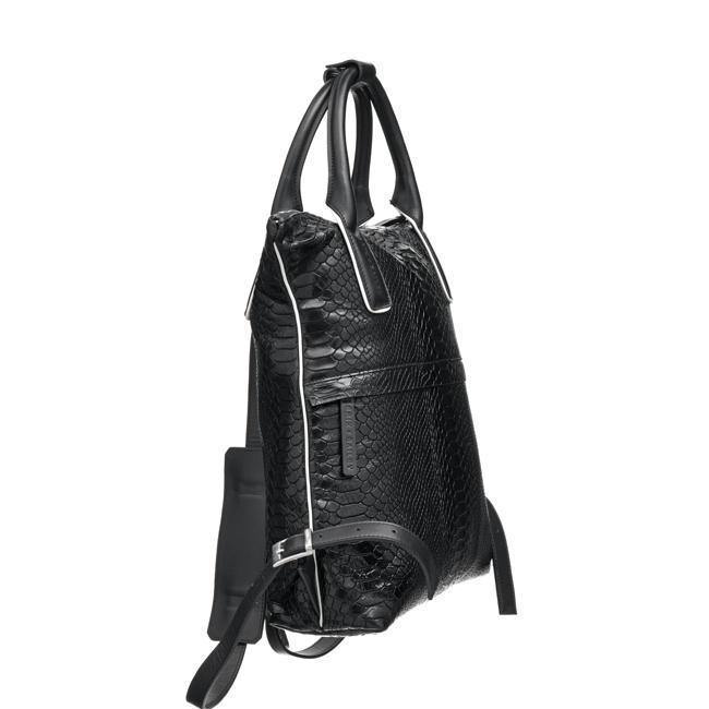 Luxury Black Python Print Vegan Leather Backpack