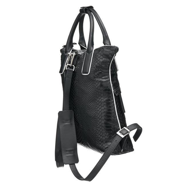 Luxury Black Python Print Vegan Leather Backpack