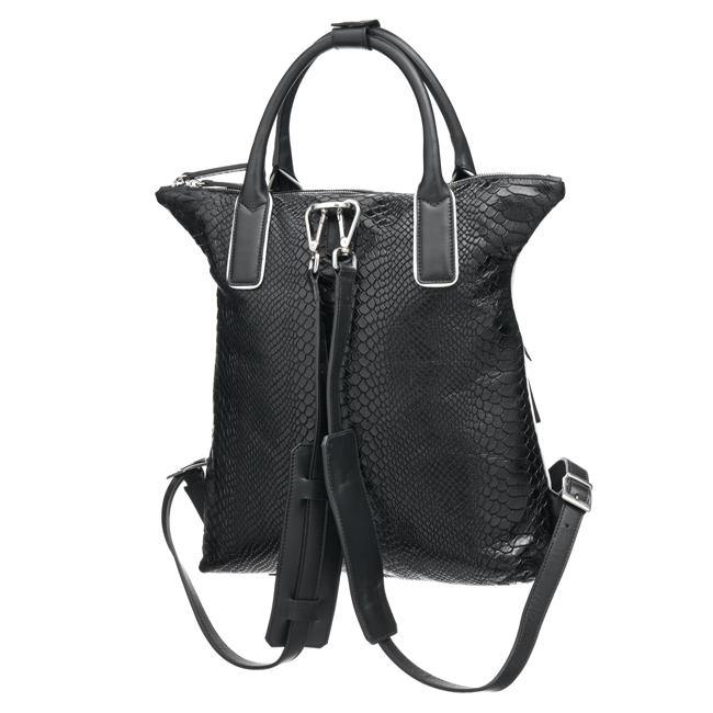 Luxury Black Python Print Vegan Leather Backpack