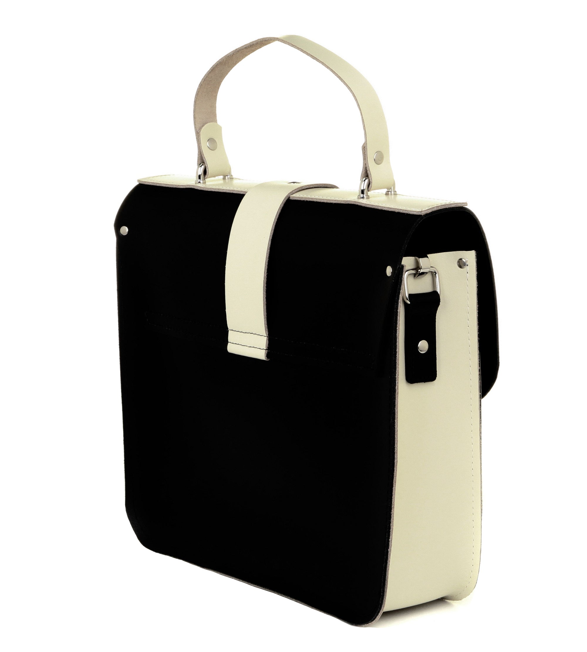 NEW Black and Ivory Two Tone Satchel