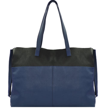 Royal Blue Two Tone Horizontal Leather Tote Brix and Bailey Ethical Leather Bag Brand 