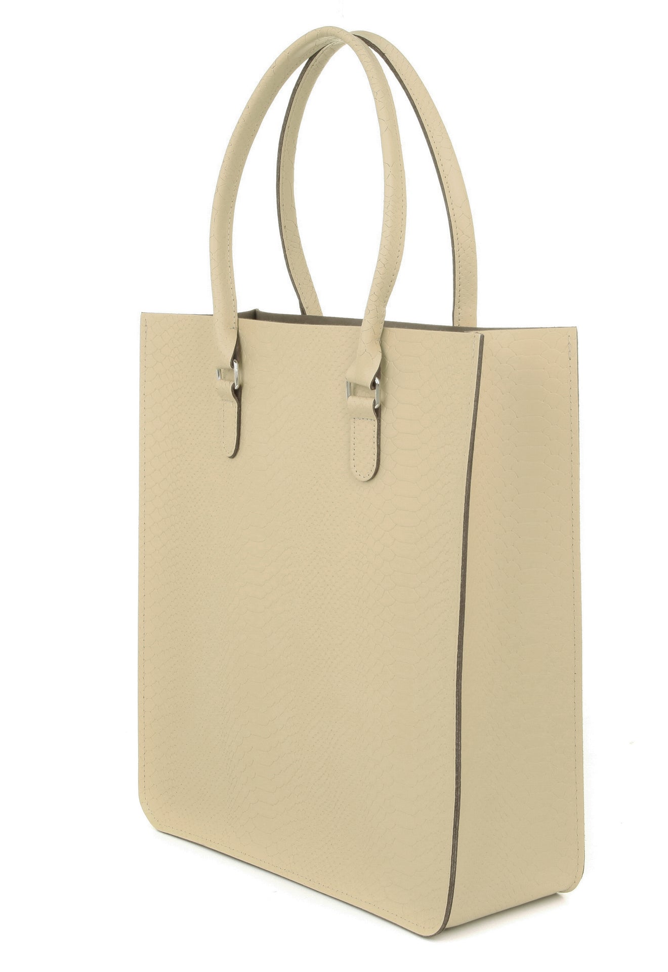 Ivory Pebbled Leather Tote Shopper with Inner Pocket