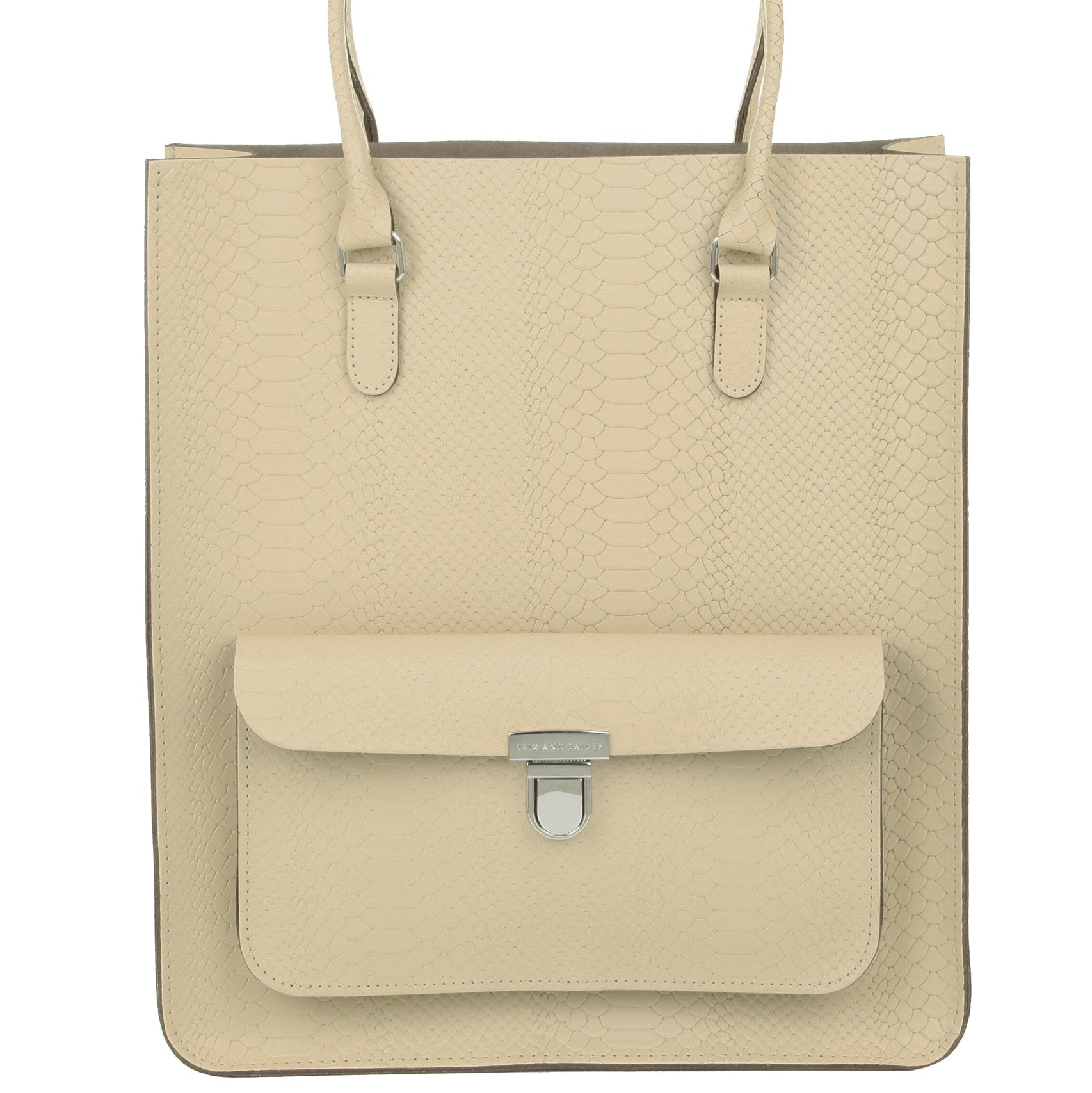 Ivory Pebbled Leather Tote Shopper with Inner Pocket
