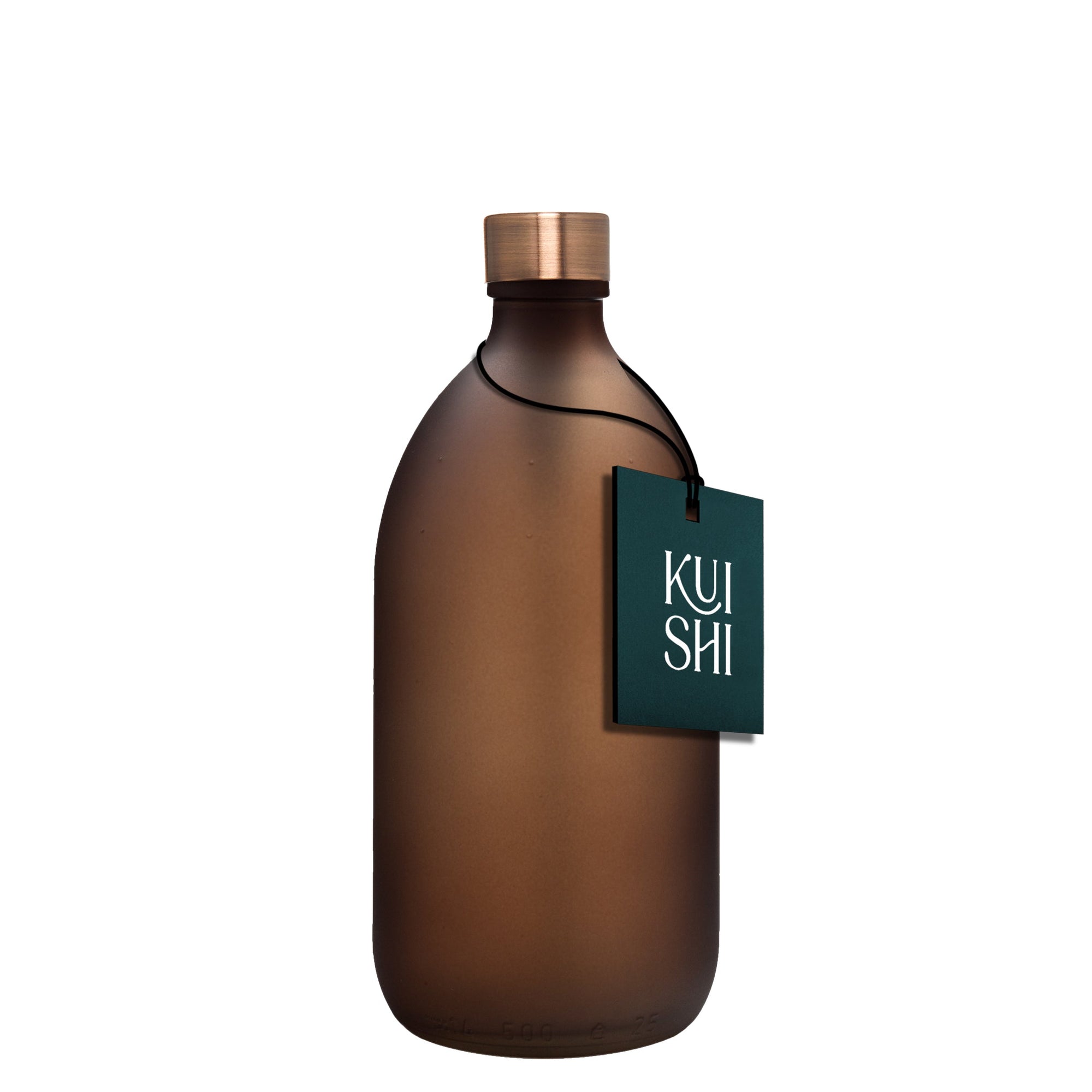 Frosted Amber Glass Bottle with Metal Cap