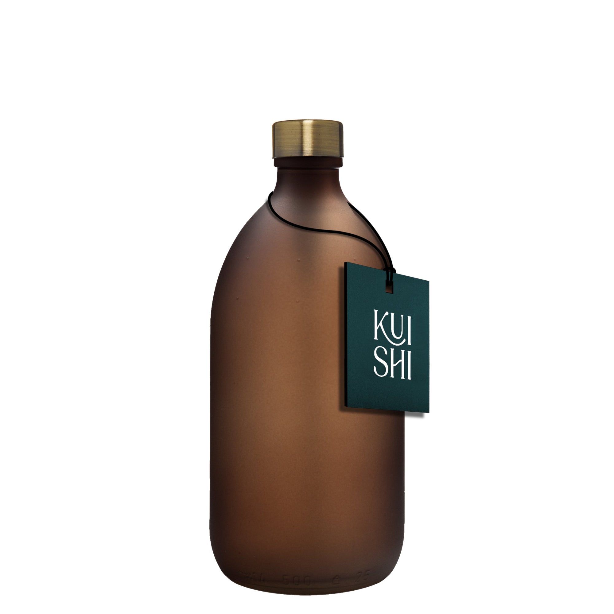 Frosted Amber Glass Bottle with Metal Cap