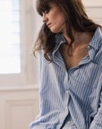 Brushed Organic Cotton Jersey Striped Boyfriend-Shirt PJ Set