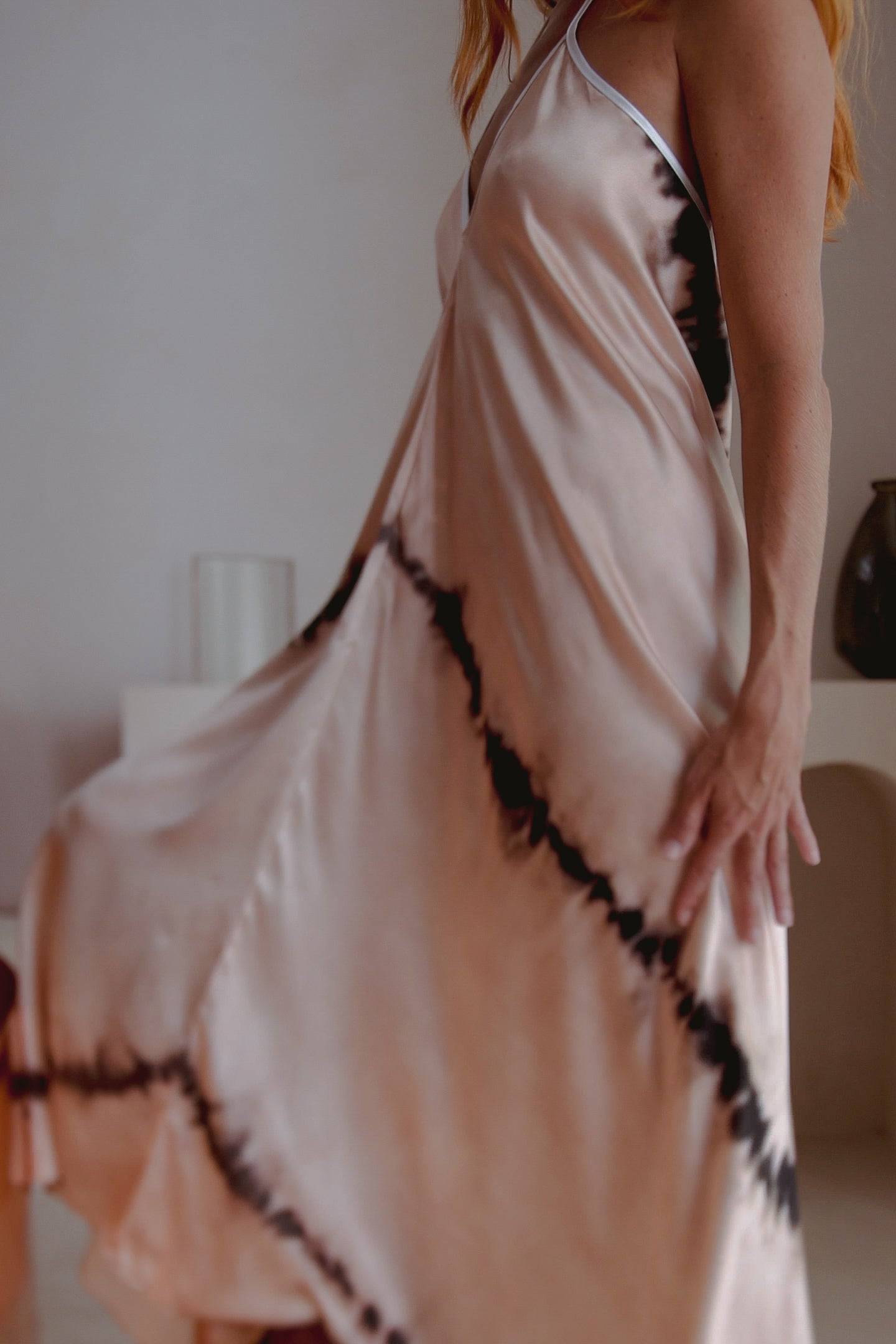 Silk Halter Dress in Shibori