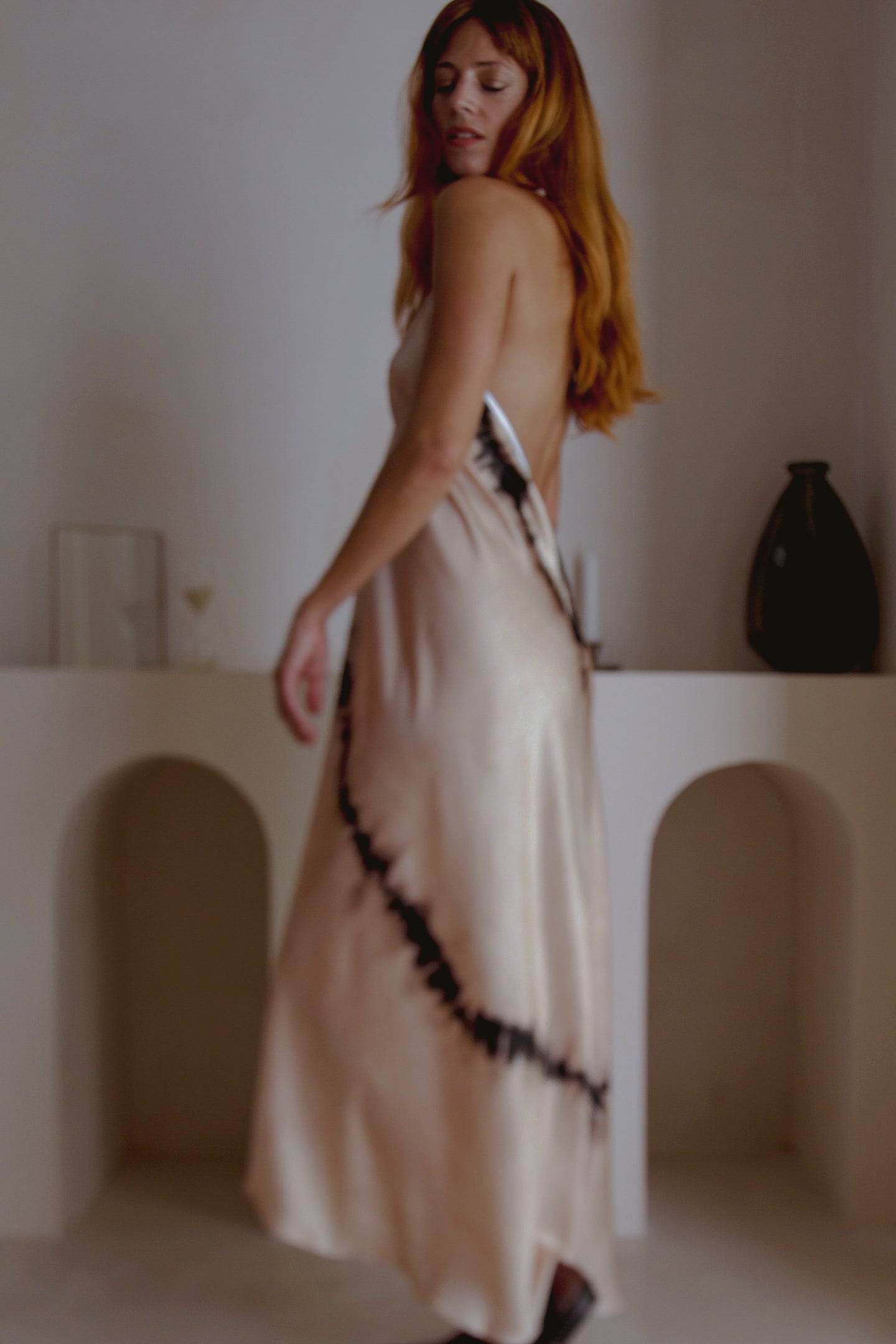 Silk Halter Dress in Shibori