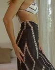 Charcoal Shibori Silk Beach Wrap Scarf