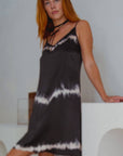 Vela Silk Dress in Black Shibori