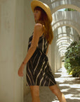 Vela Silk Slip Dress in Striped Shibori