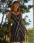 Vela Silk Slip Dress in Striped Shibori
