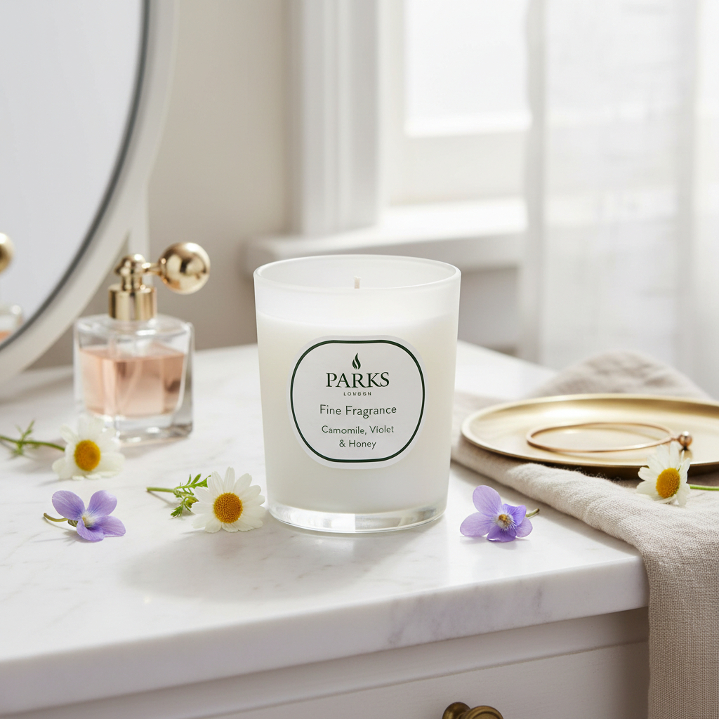 FINE FRAGRANCE 180G CANDLE CAMOMILE, VOILET &amp; HONEY