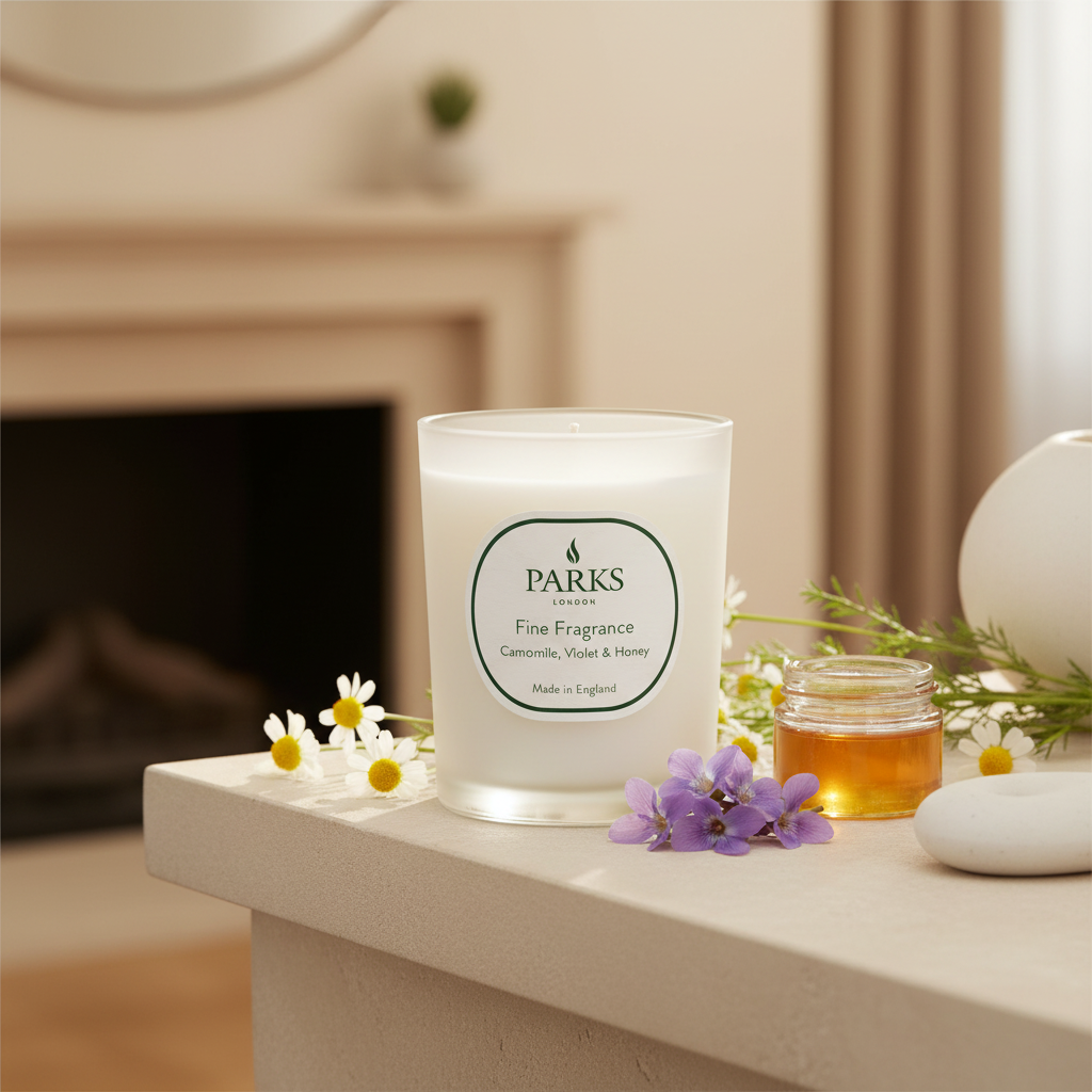 FINE FRAGRANCE 180G CANDLE CAMOMILE, VOILET &amp; HONEY