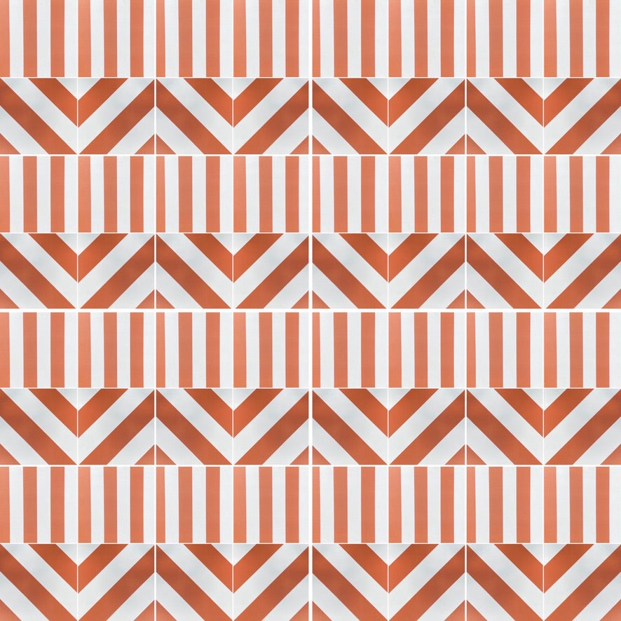 Luxury terracotta geometric porcelain tile, premium durable indoor outdoor anti-slip tile, stylish stripes for custom patterns by Maria Starling Design at brixbailey.com