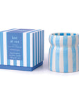 Cabana Blue Stripped Ceramic Candle In Lost at Sea
