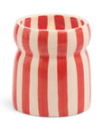 Cabana Red Stripped Ceramic Candle In Hibiscus Bay