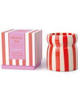 Cabana Red Stripped Ceramic Candle In Hibiscus Bay