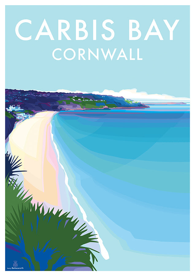 Carbis Bay Seaside Travel Poster Print