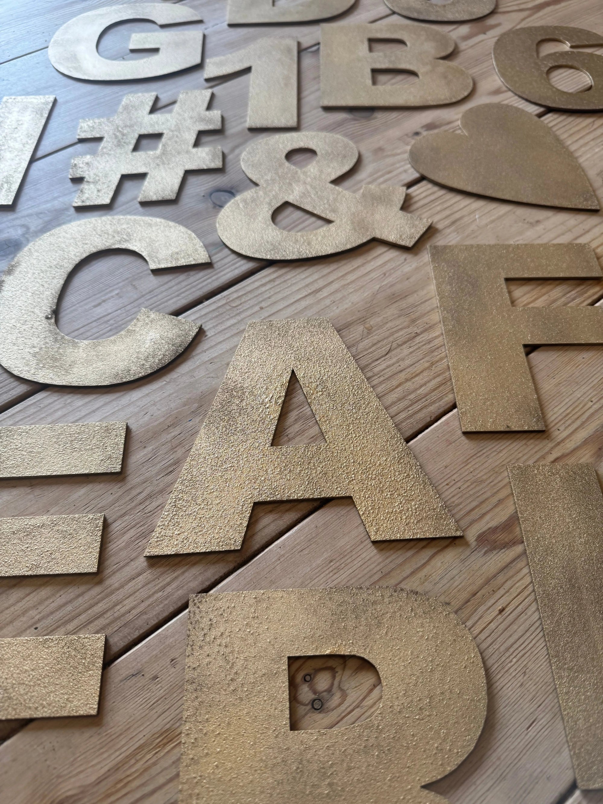 Gold Fat Font Metal Alphabet Letters – 5” or 12” Decorative Lettering A–Z
