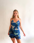 Blue silk pyjama set in 'Wonderous'  night sky Print, luxury lounge wear