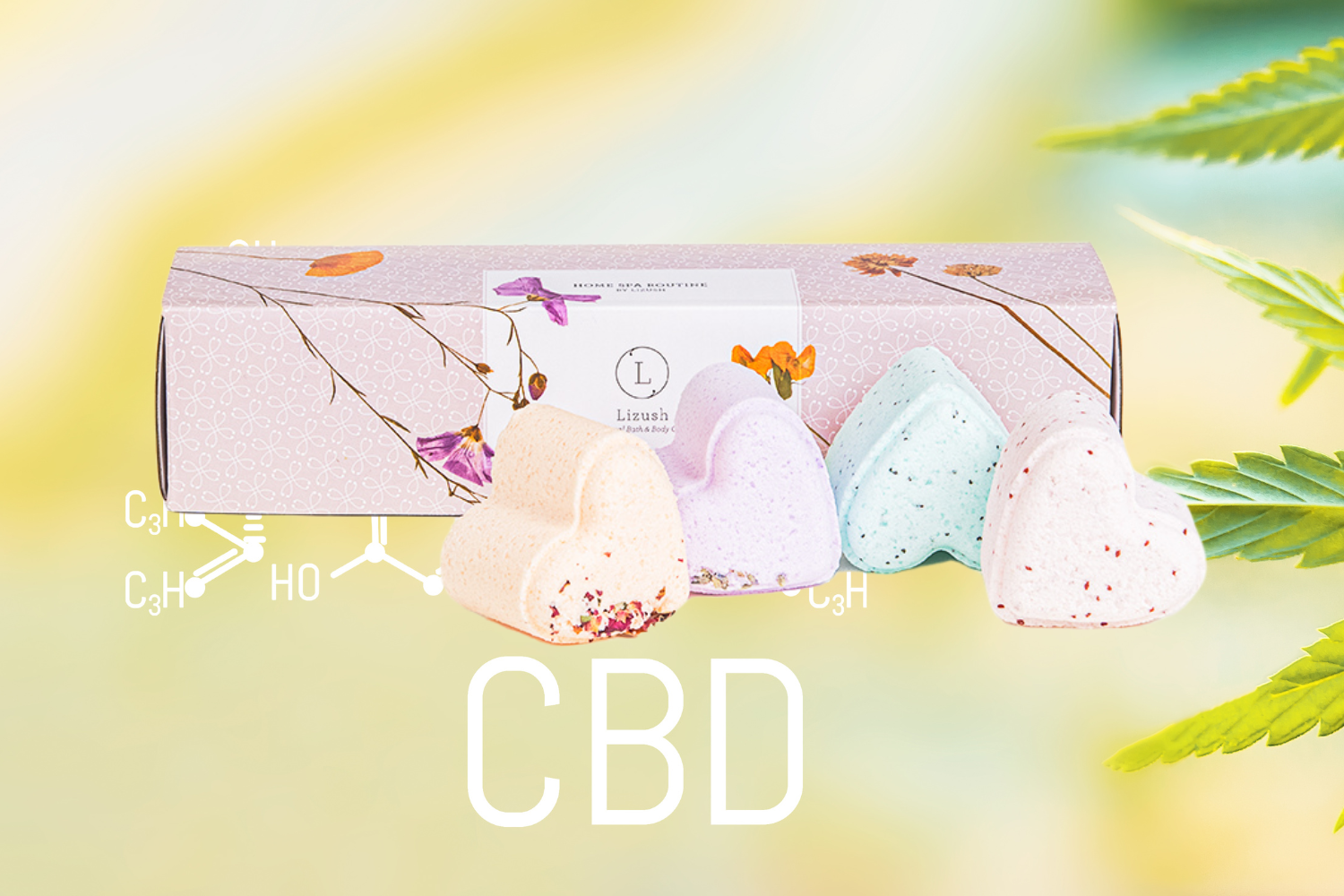 Valentine's Bath Bombs with CBD -  5 Hearts Shaped with CBD - in a Gift Box (THC free)-3