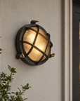 Wroxham Cast Pewter Caged Bulkhead Wall or Ceiling Light - IP65