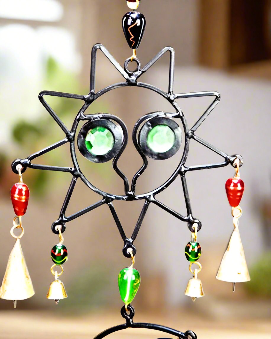 Celestial Sun and Moon Chime with  Beads-0