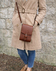 Handmade Leather Festival Phone Bag - Chestnut
