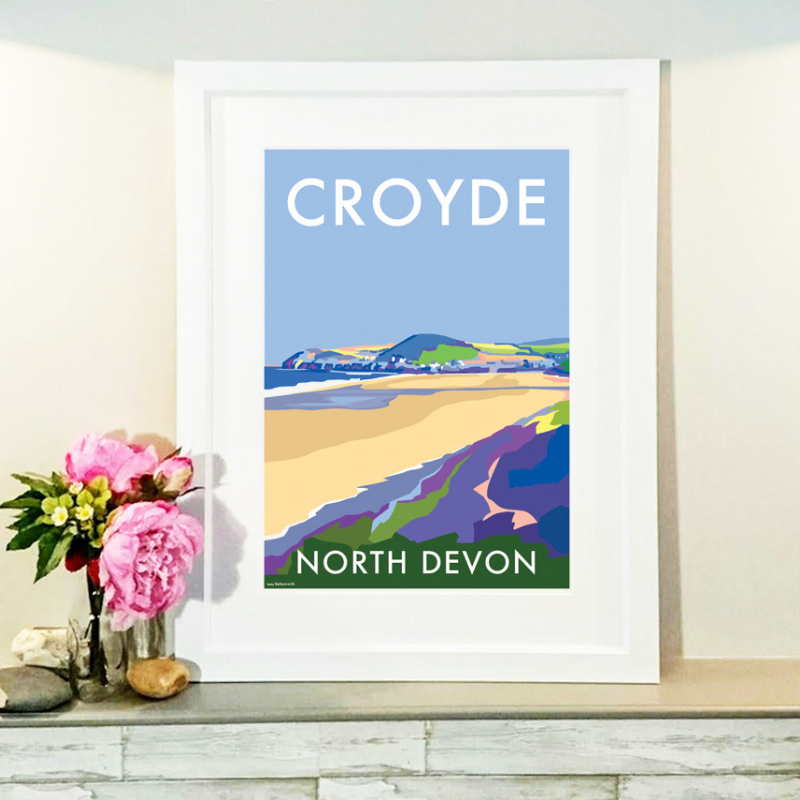Croyde Vintage Seaside Travel Poster Print