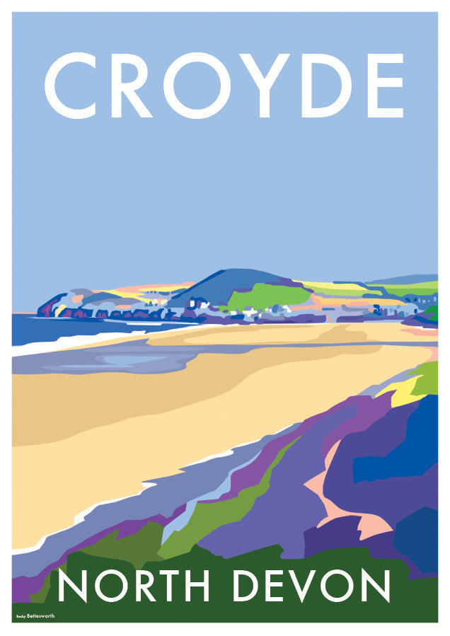 Croyde Vintage Seaside Travel Poster Print