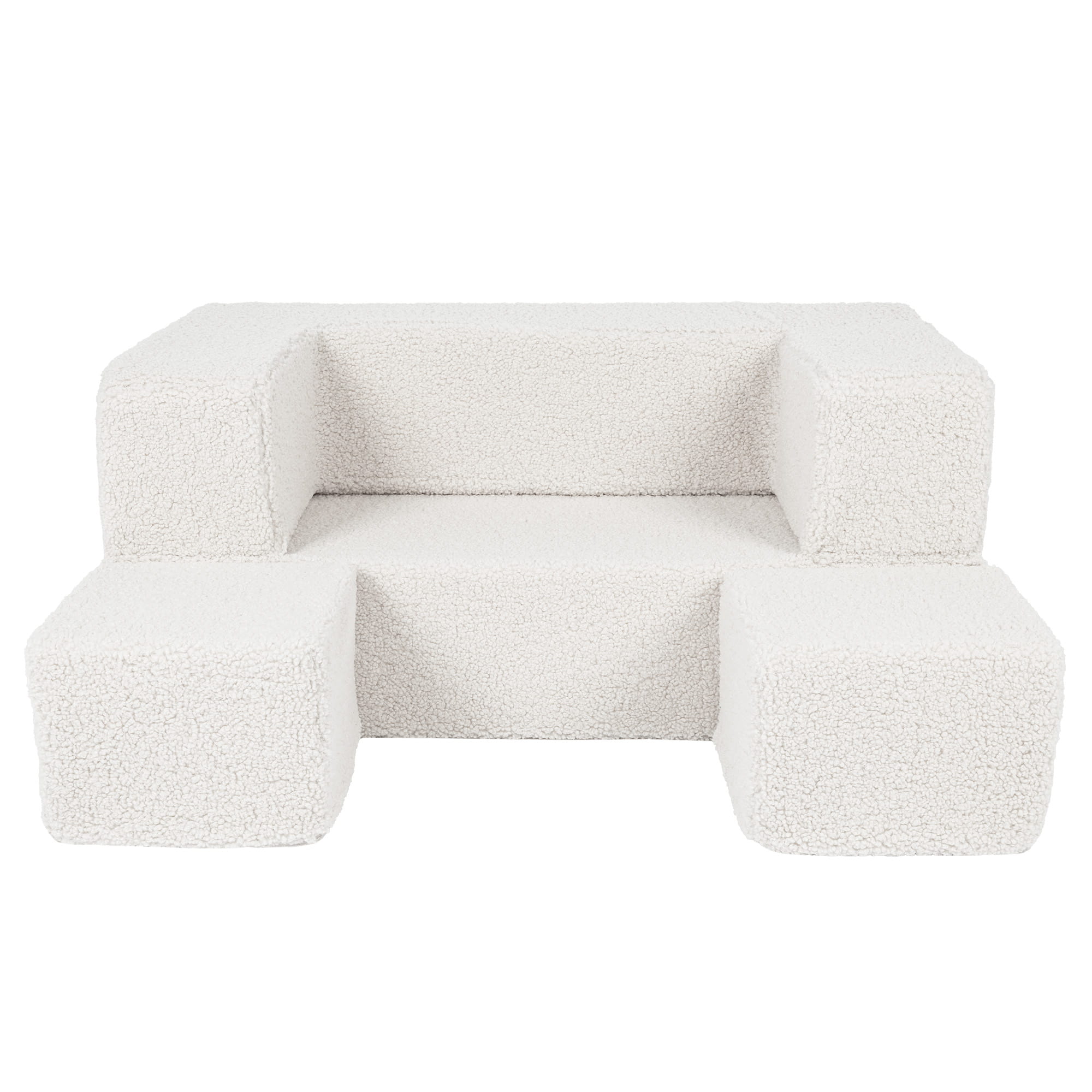 Cream Cube Sofa with Matching Poufs