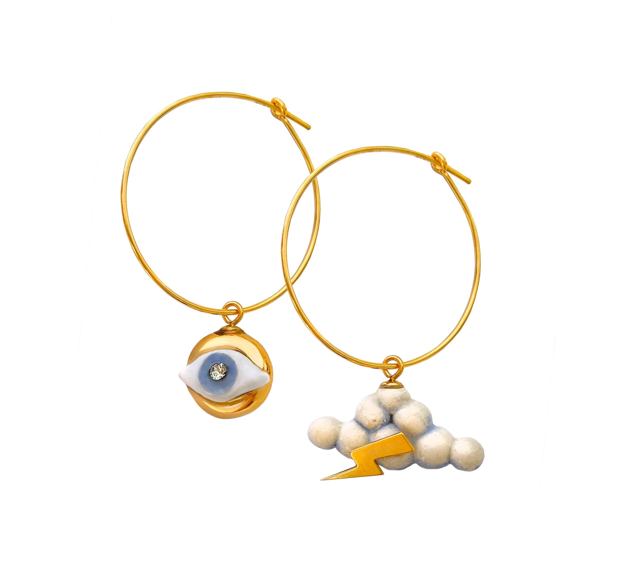 Handmade Ceramic Earrings with 24K Gold – Eye of Protection by SCULP at www.brixbailey.com