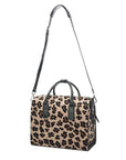NEW Leopard Print Hair on Hide Leather Top Handle Bag