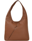 Tan Zip Leather Shoulder Hobo Bag Brix and Bailey Ethical Bag Brand
