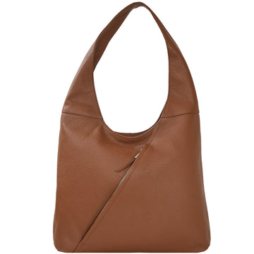 Tan Zip Leather Shoulder Hobo Bag Brix and Bailey Ethical Bag Brand