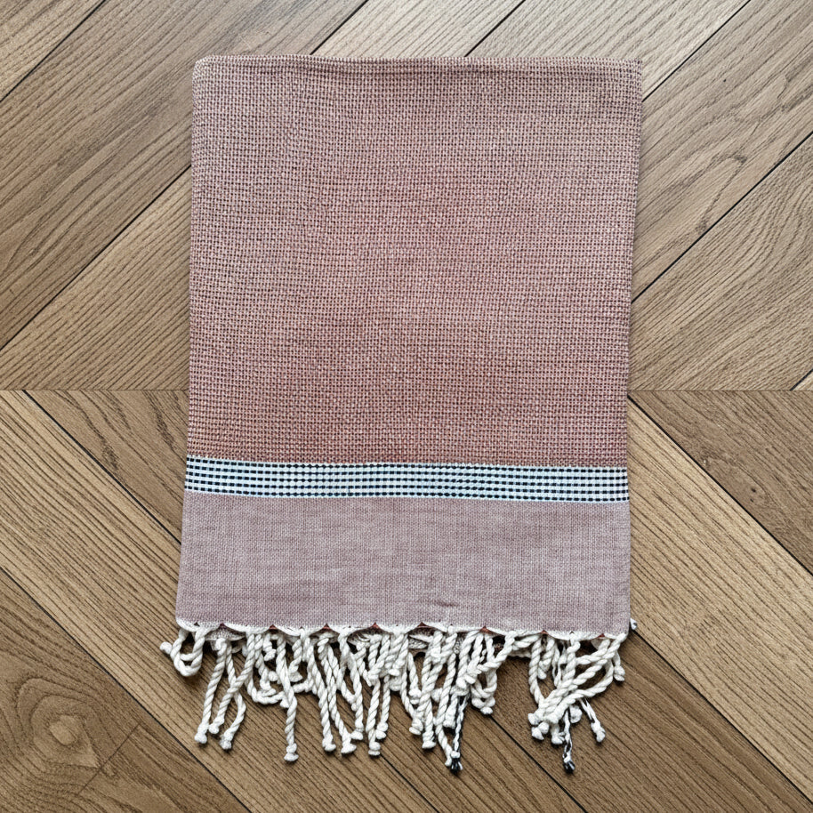 Cassis Cinnamon/Black Fringed Cotton Fouta